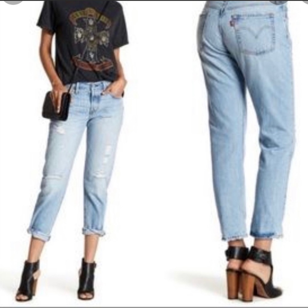 Levi's 501CT Light Wash Custom Tapered Button Fly Jeans crop